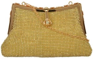 VAGO127 Golden Beaded Sling Bags