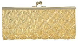 VAGO134A Golden Beaded Sling Bags