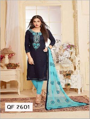 Unstitched Festive Glam Embroidered Churidar Suit
