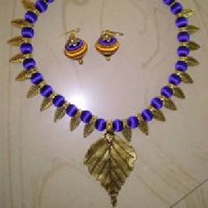 silk thread necklace with antique pendents