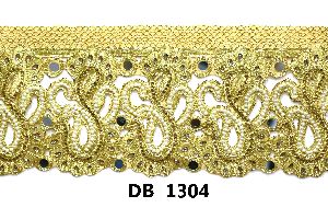 Gold Zari Embroidery cording dupion net tissue fabric lace DB 1304