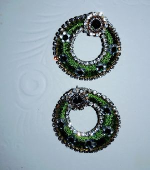 Green colour silk thread earrings
