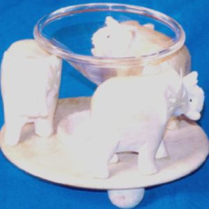 Soap Stone 3 Elephant W/Bowl - 9944