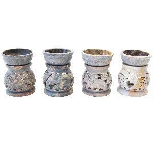 Soap Stone Aroma Lamp Set Of 4 - 9602