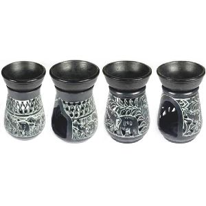 black Soap Stone Aroma Lamp Set