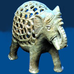 Soap Stone Elephant With Baby Inside - 8027