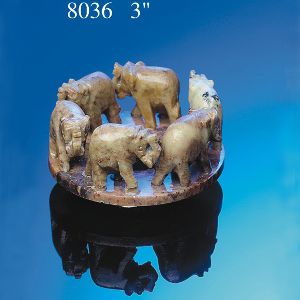 Soap Stone Lucky Elephant Circle Of 6 - 8036