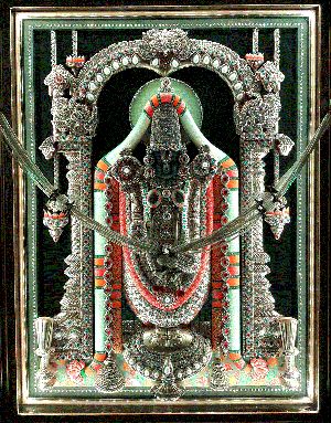 Balaji Wooden Idol Swarovski Embedded