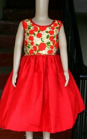Girls Red Floral Frock