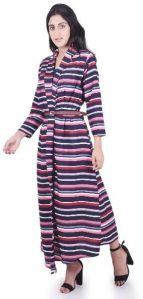 Multicoloured stripe printed shrug with inner