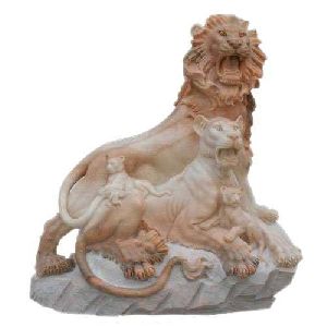 Marble Lion Family Statue