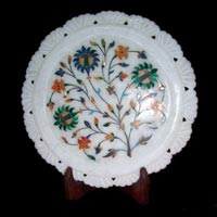 Decorative Inlay Plate with Wooden Stand