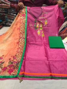 Chanderi silk work suit dupatta