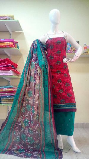 cotton printed unstitched suits with cotton dupatta