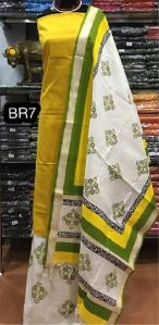 handloom cotton suits with block printed handloom dupatta