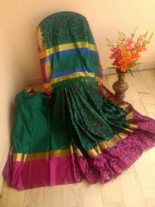 Pure original aura silk sarees with kalamkari prints