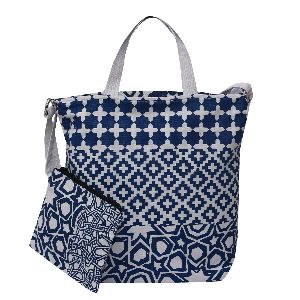 Blue and White Shopping Bag