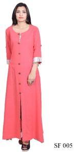 A -Line(Full) cotton slab kurti with front button line