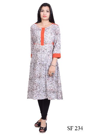 A-Line sanganeri middi dress