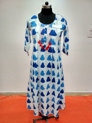 Daboo and Sanganeri print A-Line kurti