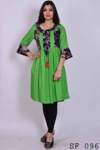 Embroidery Sanganeri A Line collar with dori kurti