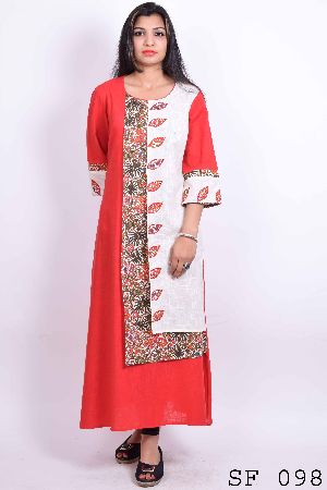 Sanganeri, embroidery cotton slab A Line kurti