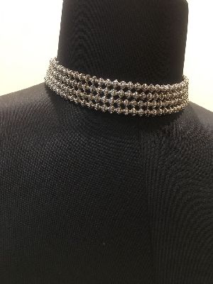 Oxidized Silver Choker Necklace