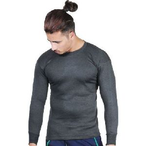 Mens Grey Round Neck Thermal