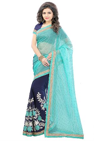 Georgette Embroidered Zari Work Sarees