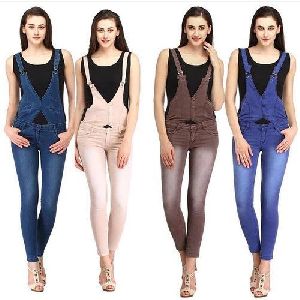 Ladies Faded Cotton Dungaree