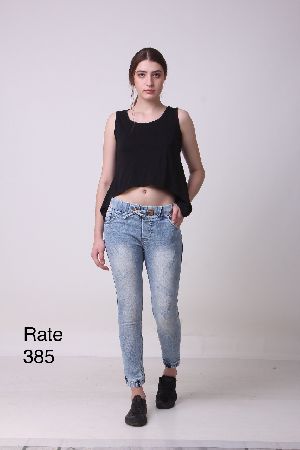 Ladies Faded Jogger Jeans