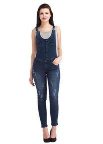 Ladies Printed Denim Dungaree