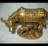 Brass Cow & Calf Statue