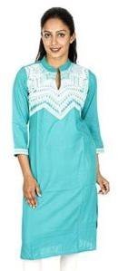 Rajrang Chevron Green Embroidered Kurti