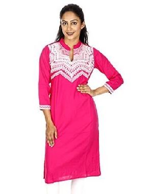 Rajrang Chevron Magenta Embroidered Kurti