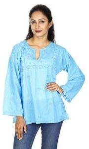 Rajrang Turquoise Floral Embroidered Short Kurti