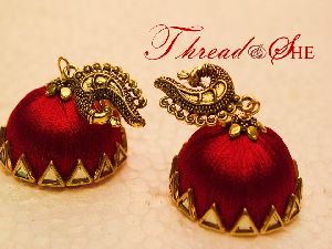 Silk thread earring