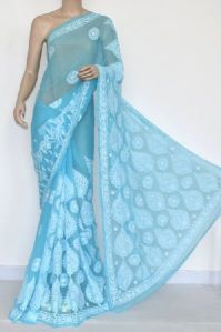 Faux Georgette Chikankari Sarees