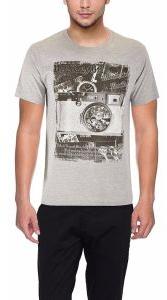 Mens Printed Grey Round Neck T-Shirt