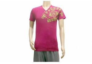 Mens Printed Purple V Neck T-Shirt