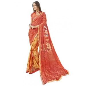 Orange Chiffon Saree