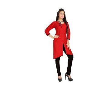 Red Front Buttoned Kurti