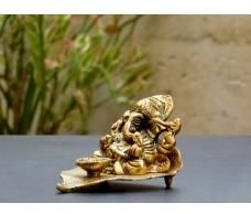 Idol Ganesha in Golden Color with Diya