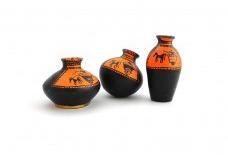 Terracotta Warli Handmade Pot Set - Black Colour