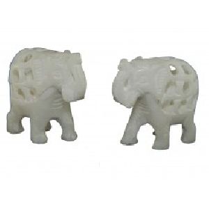 White marble elephant pairwith baby inside