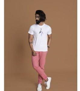 Men T-shirt Round Neck White