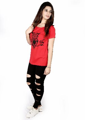 T-shirt Round Neck Red-Women