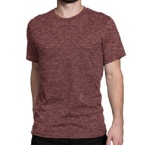 Mens Light Maroon Round Neck Plain T-Shirts