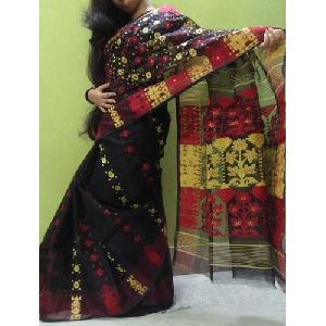 Black Red Jamdani Dhakai Sarees