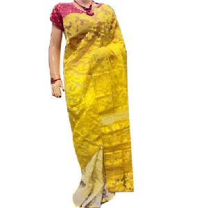 Yellow Jamdani Dhakai Sarees